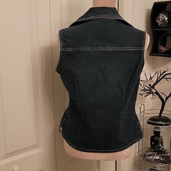 A.M.I. Vintage 90s Dark Wash Denim Vest, Size PM.  EUC! - Picture 5 of 6